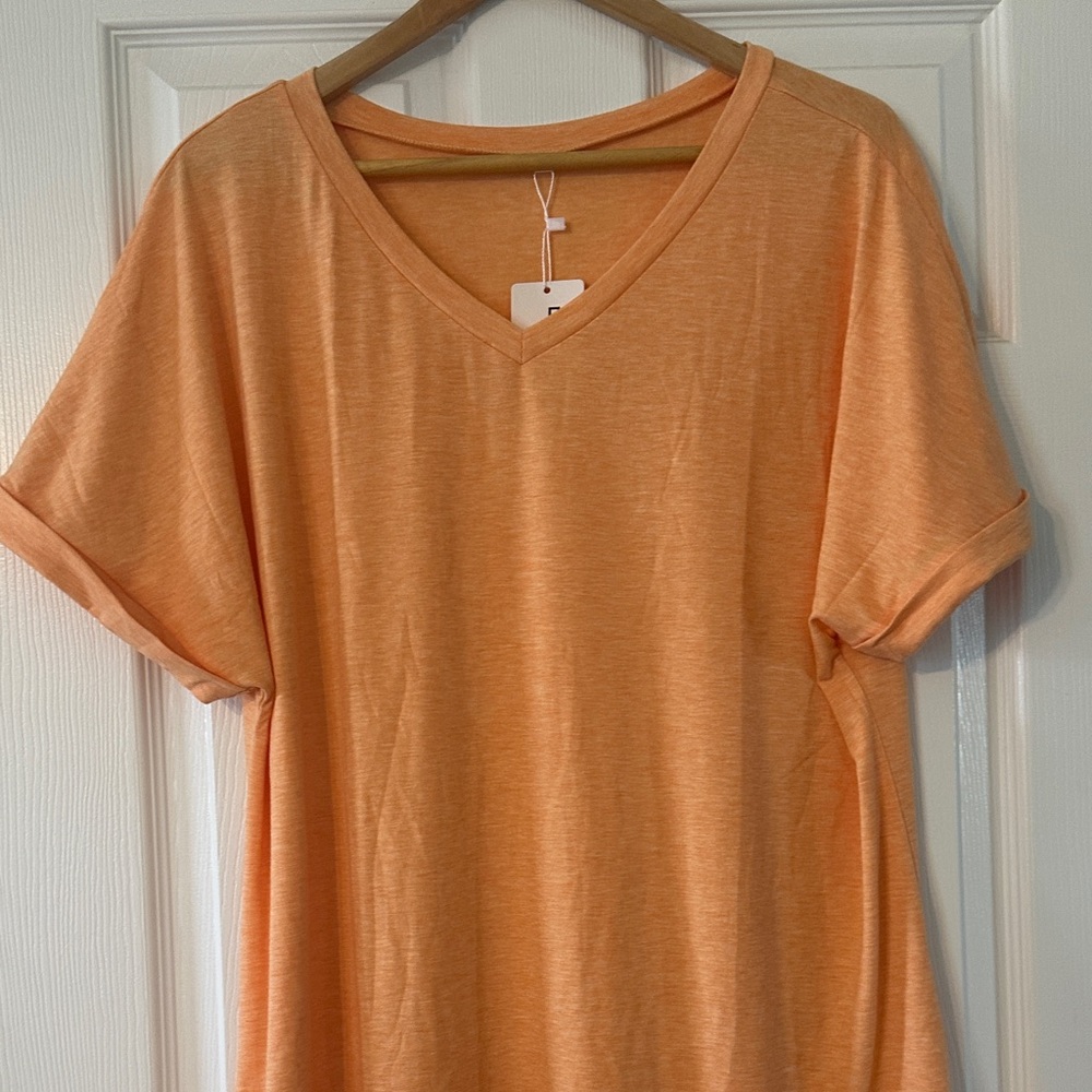 Casual Orange V-Neck Tee